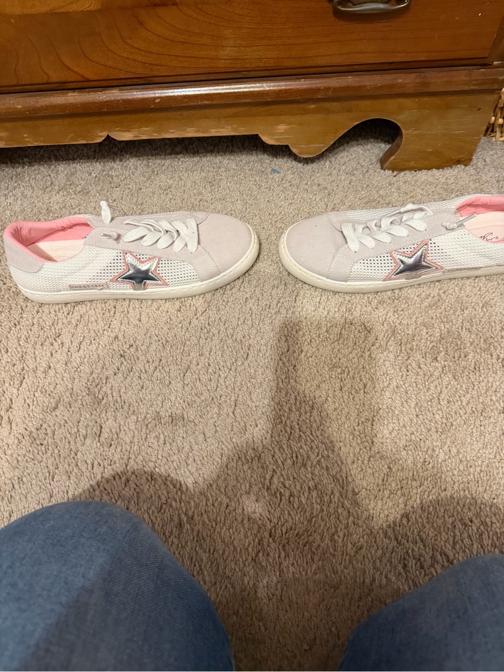 Girls' Pink Star Accent Sneakers